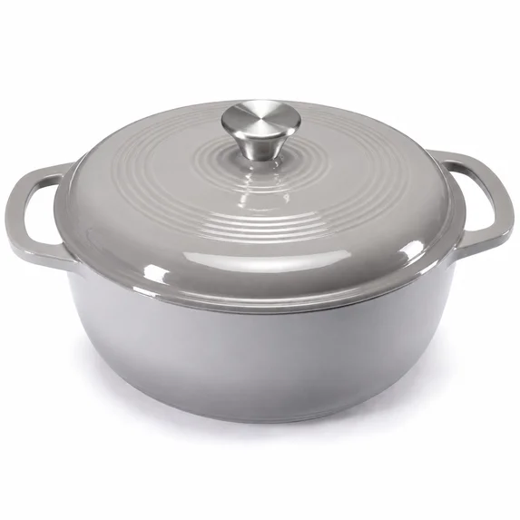 Sweetcrispy 6 Quart Enameled Cast Iron Dutch Oven, Moisture-Locking Lid, Dual Handles, Oven Safe, Blue