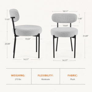 SWEETCRISPY Dining Chairs, Upholstered with Boucle Fabric, Ergonomic Backrest, Matte Black Metal Legs