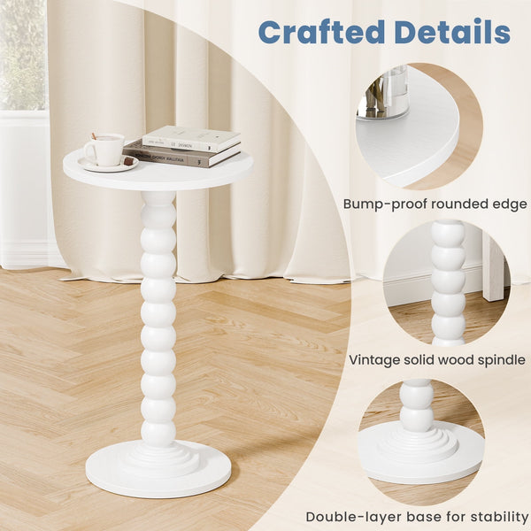 Sweetcrispy Round Side Table, Compact Wood Accent End Table with Waterproof Top for Sofa, Bedside, Corners & Small Space