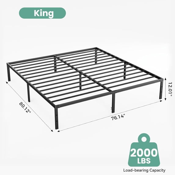 Sweetcrispy Heavy-Duty Metal Platform Bed Frame with Under-Bed Storage