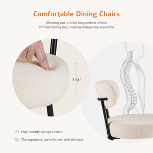 SWEETCRISPY Dining Chairs, Upholstered with Boucle Fabric, Ergonomic Backrest, Matte Black Metal Legs