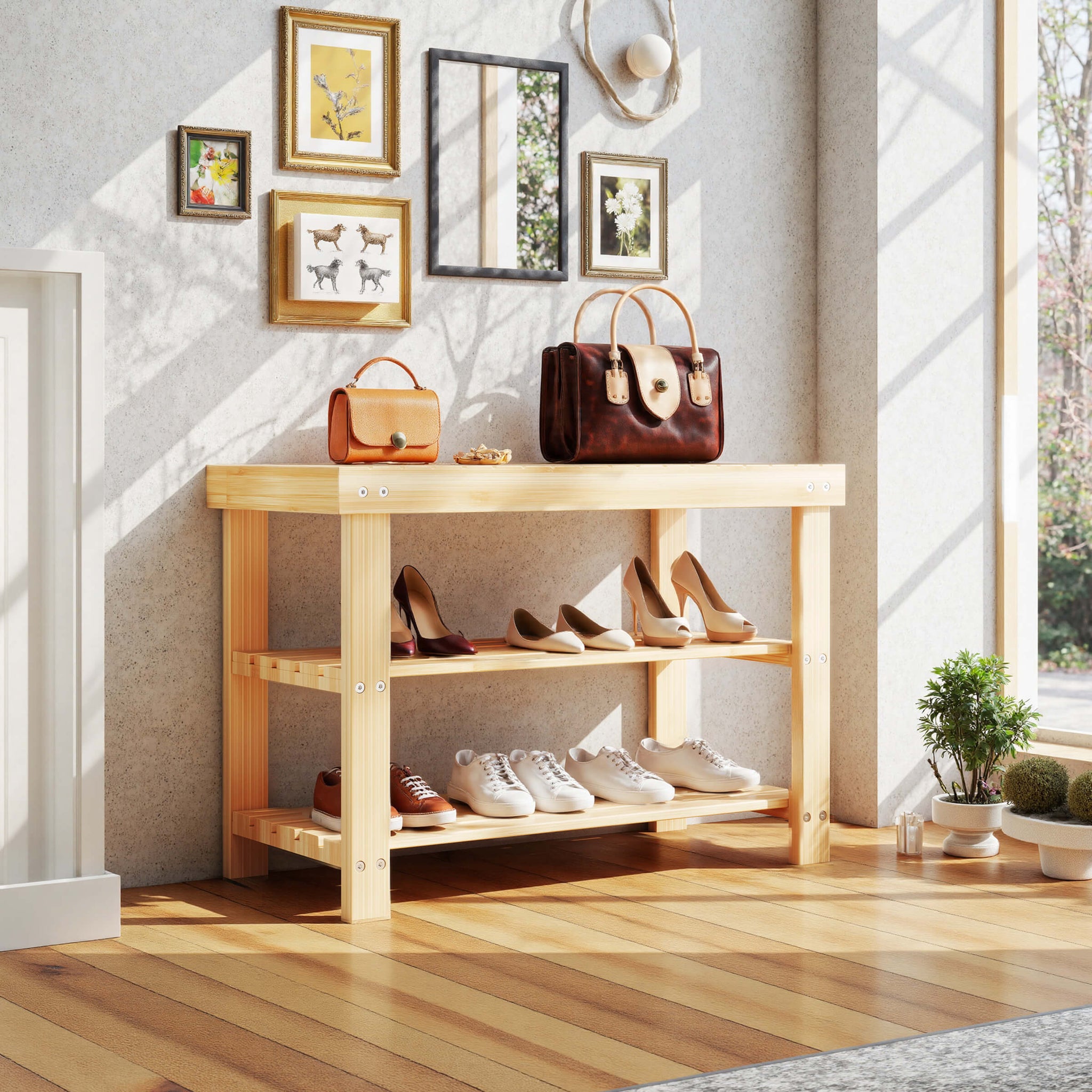 Sweetcrispy 2-in-1 Bamboo Shoe Bench for Entryway – sweetcrispy