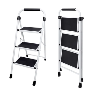 Sweetcrispy 2-Step 330 lbs Capacity Steel Step Ladder, Non-Slip Pedals Comfortable Handrails Portable for Kitchen Garage Outdoor, Black