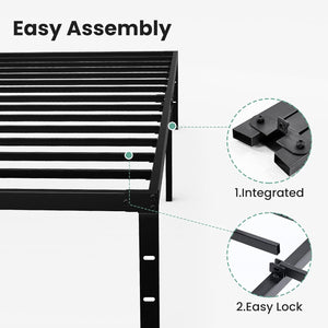 Sweetcrispy Heavy-Duty Metal Bed Frame, Platform Frame with Under-Bed Storage, No-Squeak, Easy Assembly, Includes Assembly Kit