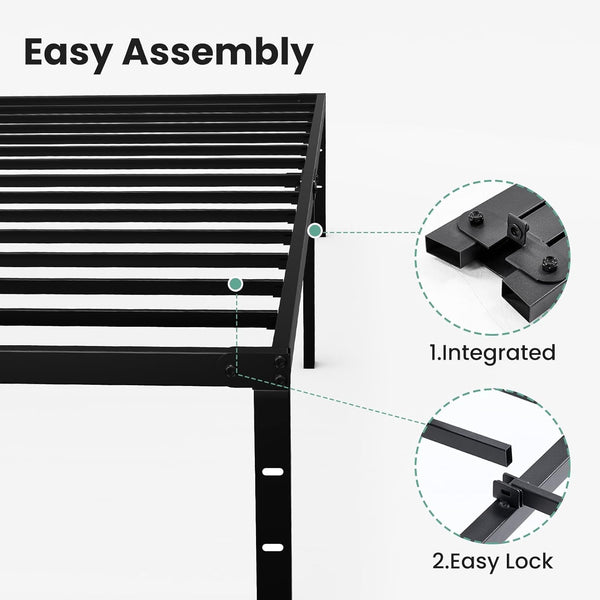 Sweetcrispy Heavy-Duty Metal Bed Frame, Platform Frame with Under-Bed Storage, No-Squeak, Easy Assembly, Includes Assembly Kit