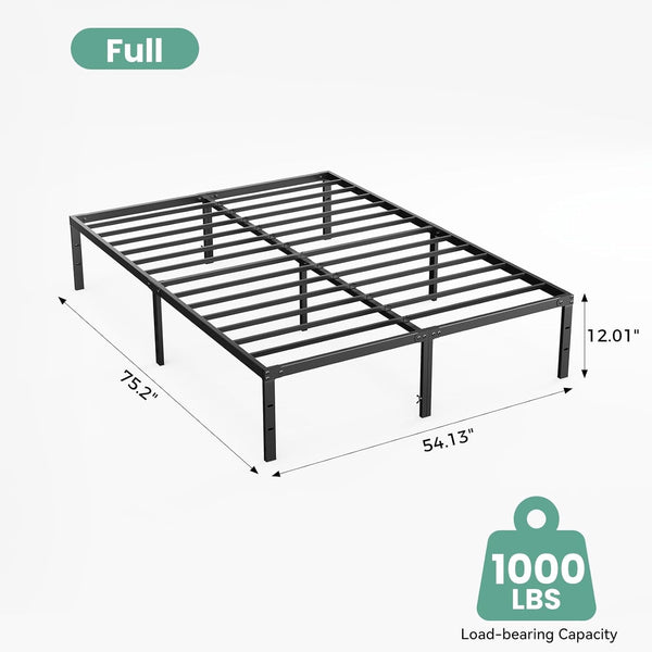 Sweetcrispy Heavy-Duty Metal Platform Bed Frame with Under-Bed Storage