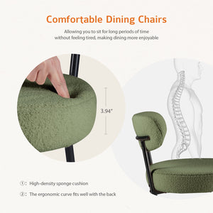 SWEETCRISPY Dining Chairs, Upholstered with Boucle Fabric, Ergonomic Backrest, Matte Black Metal Legs