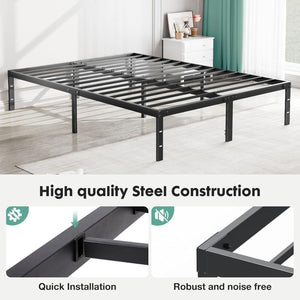 Sweetcrispy Heavy-Duty Metal Platform Bed Frame with Under-Bed Storage