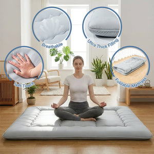Sweetcrispy Japanese Floor Mattress with Washable Cover, Folding Memory Foam Sleeping Mat for Dorm, Camping & Guest Room