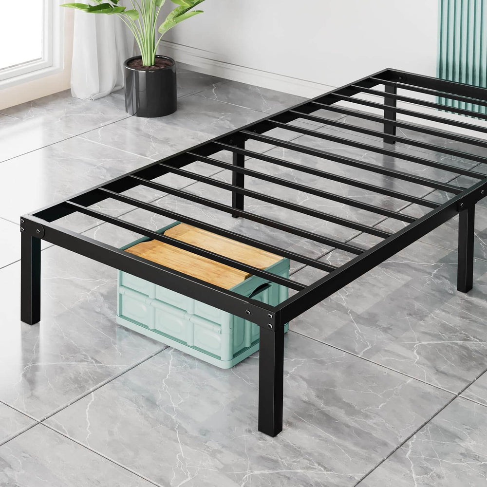 Sweetcrispy Heavy Duty Metal Bed Frame with Under-Bed Storage for Bedroom