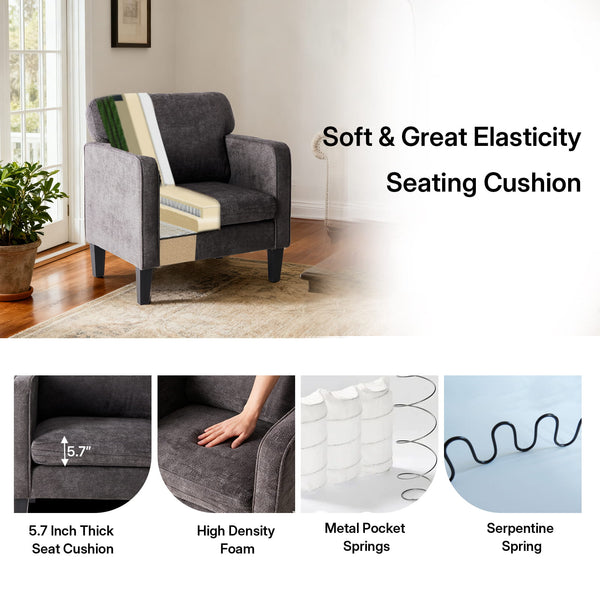 Sweetcrispy Adjustable Backrest Accent Chair for Living Room, Bedroom, Office