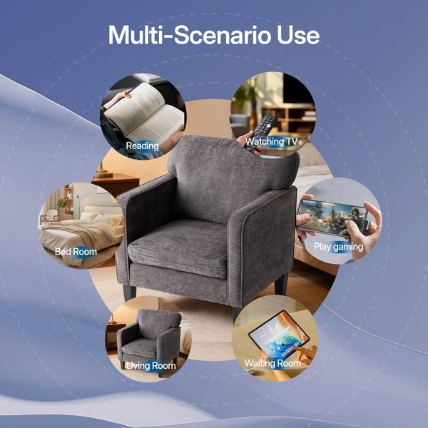 Sweetcrispy Adjustable Backrest Accent Chair for Living Room, Bedroom, Office