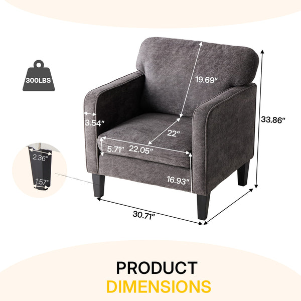 Sweetcrispy Adjustable Backrest Accent Chair for Living Room, Bedroom, Office